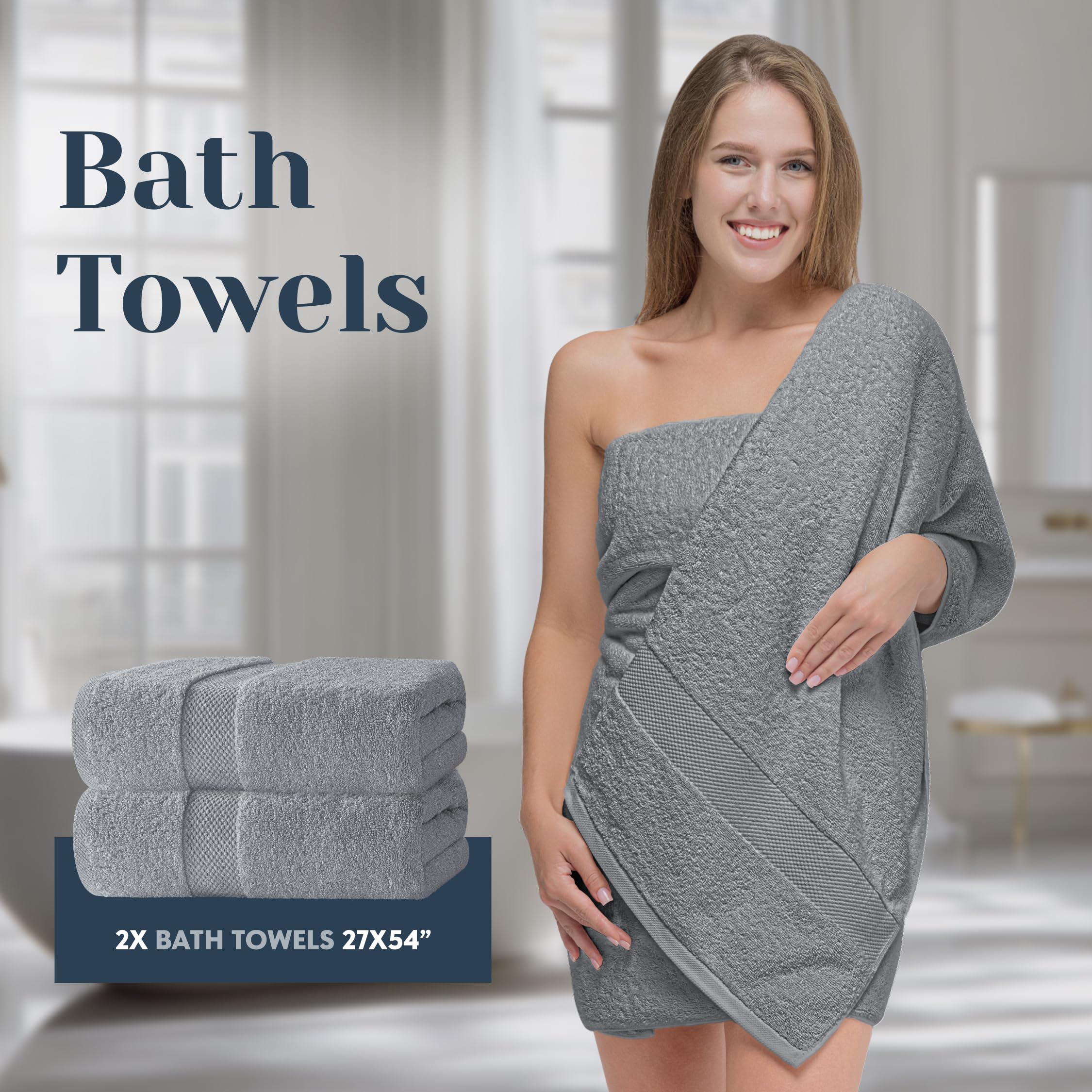 White Classic washcloths 13x13 inches, lint-free and highly absorbent