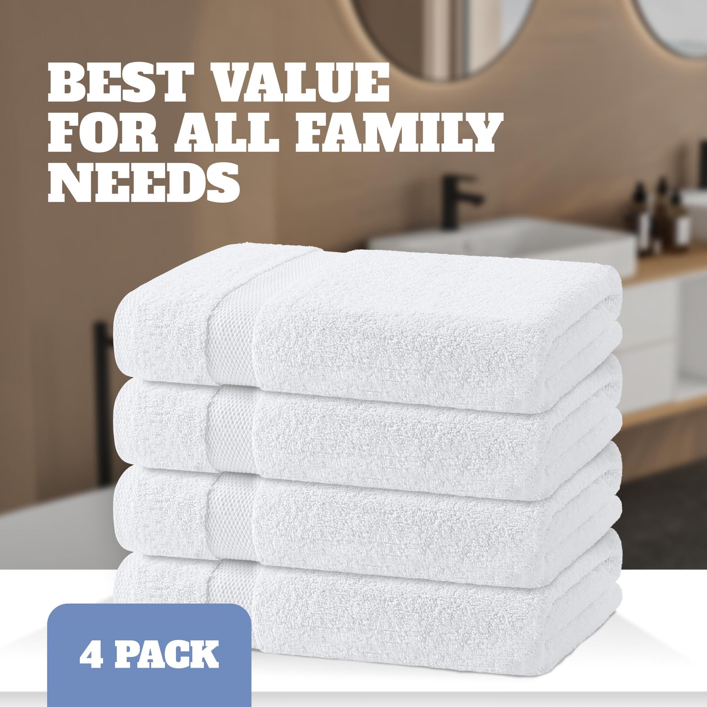 Wealuxe towels drying quickly with minimal lint for a clean bathroom look.