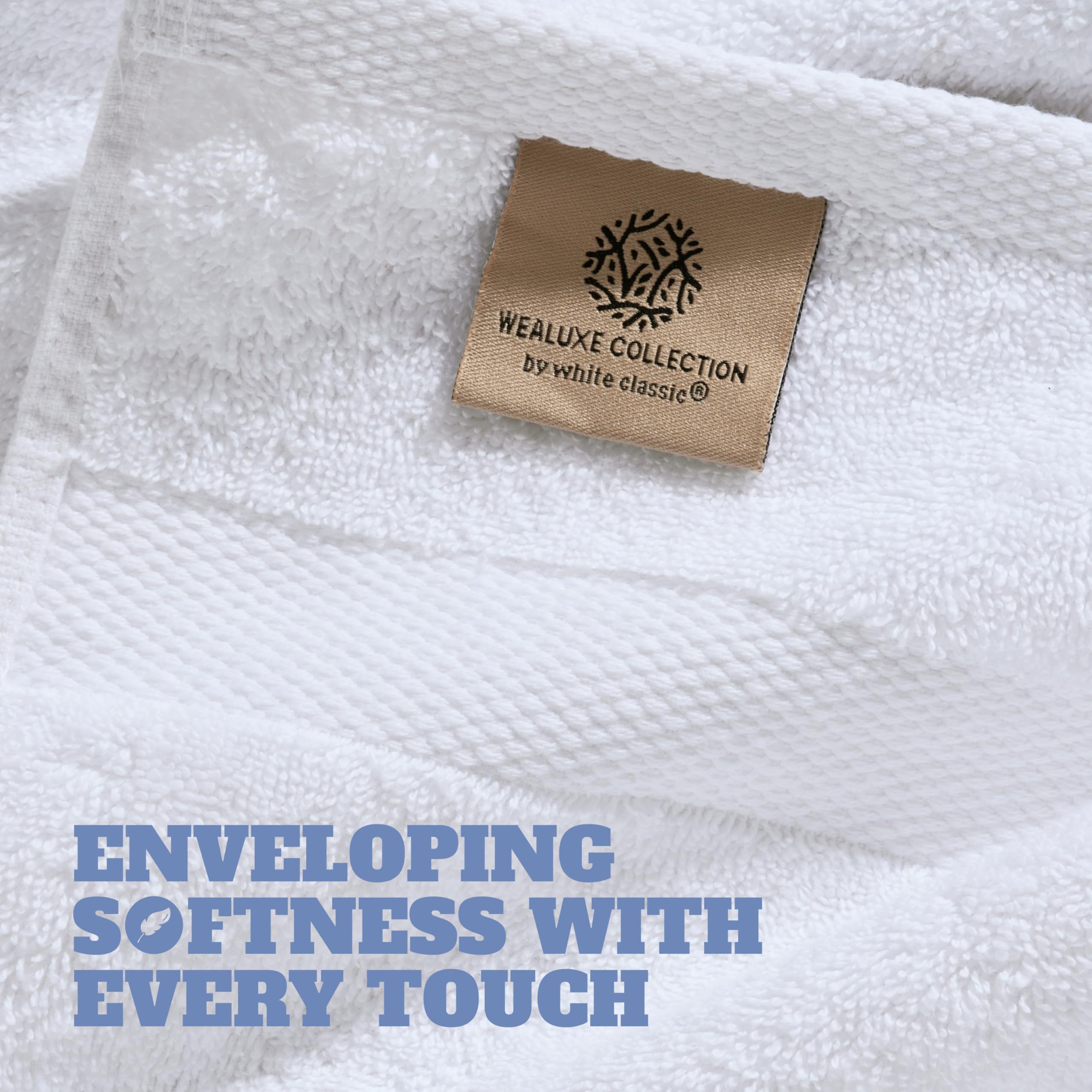 Close-up of double-stitched edges on Wealuxe towels for lasting softness and strength.