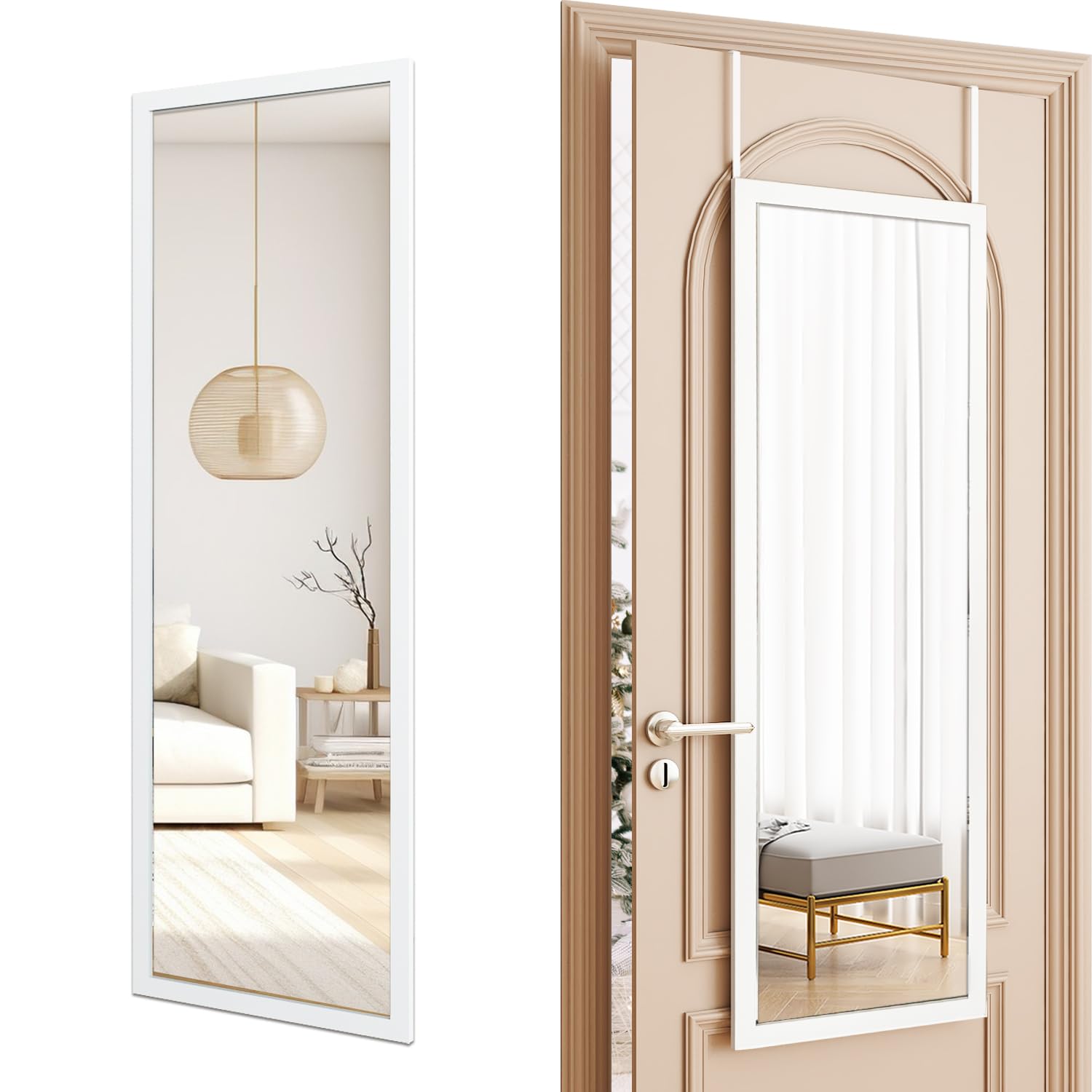 Whitebeach bedroom setup mirror enhances grooming routines.