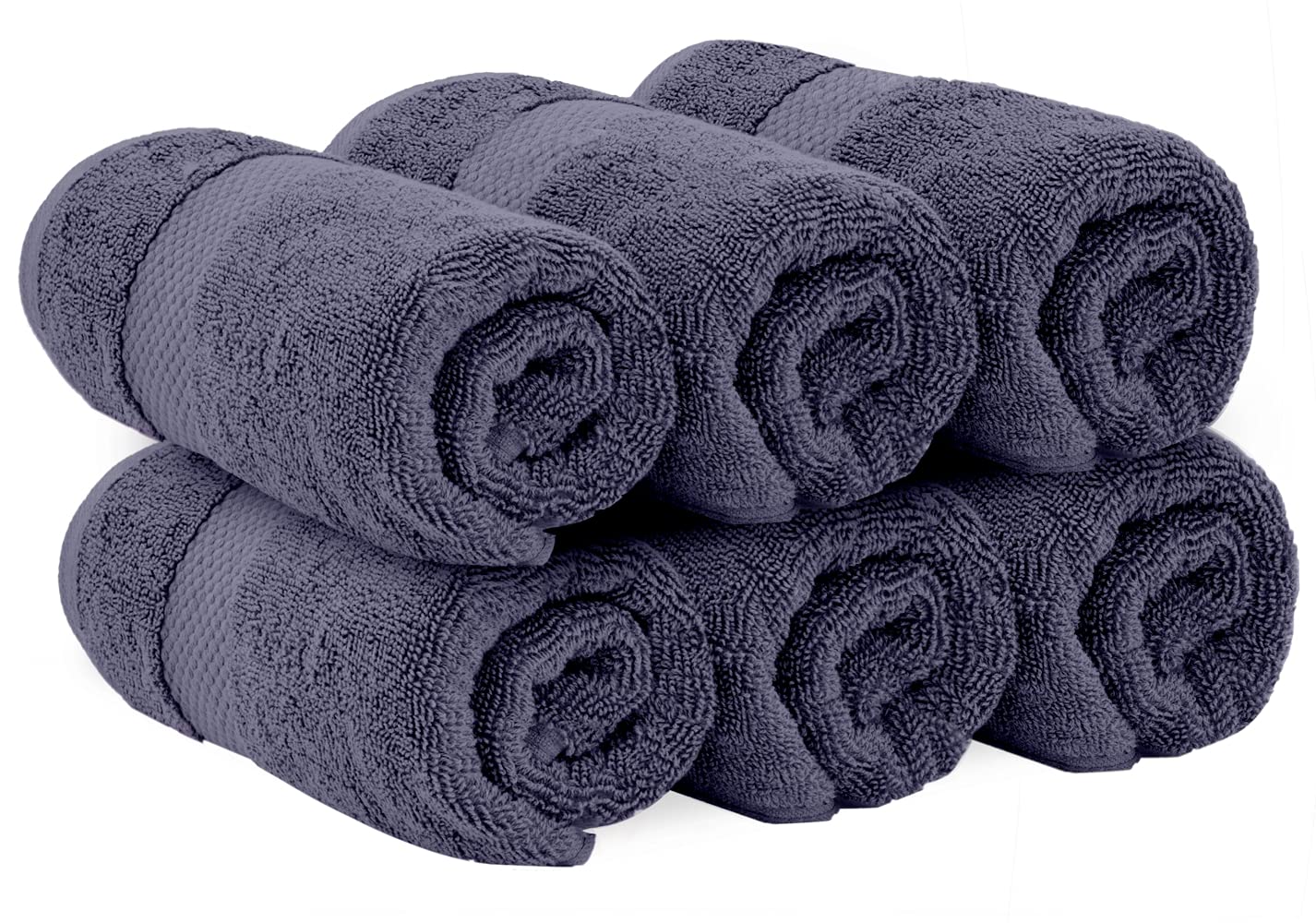 White Classic navy blue hand towel flat lay emphasizing quick-dry fabric.
