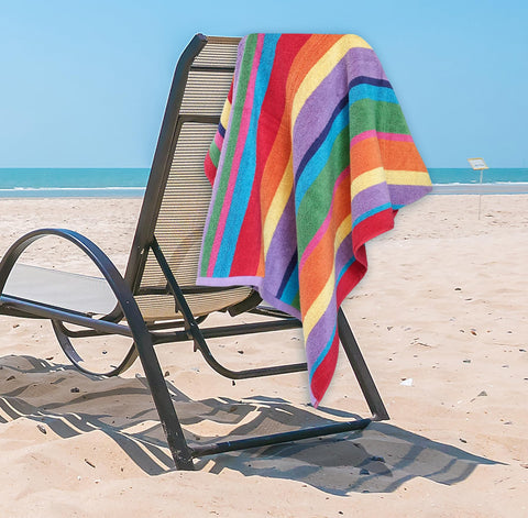 White Classic colorfast rainbow pattern stays vibrant through sun and wash.