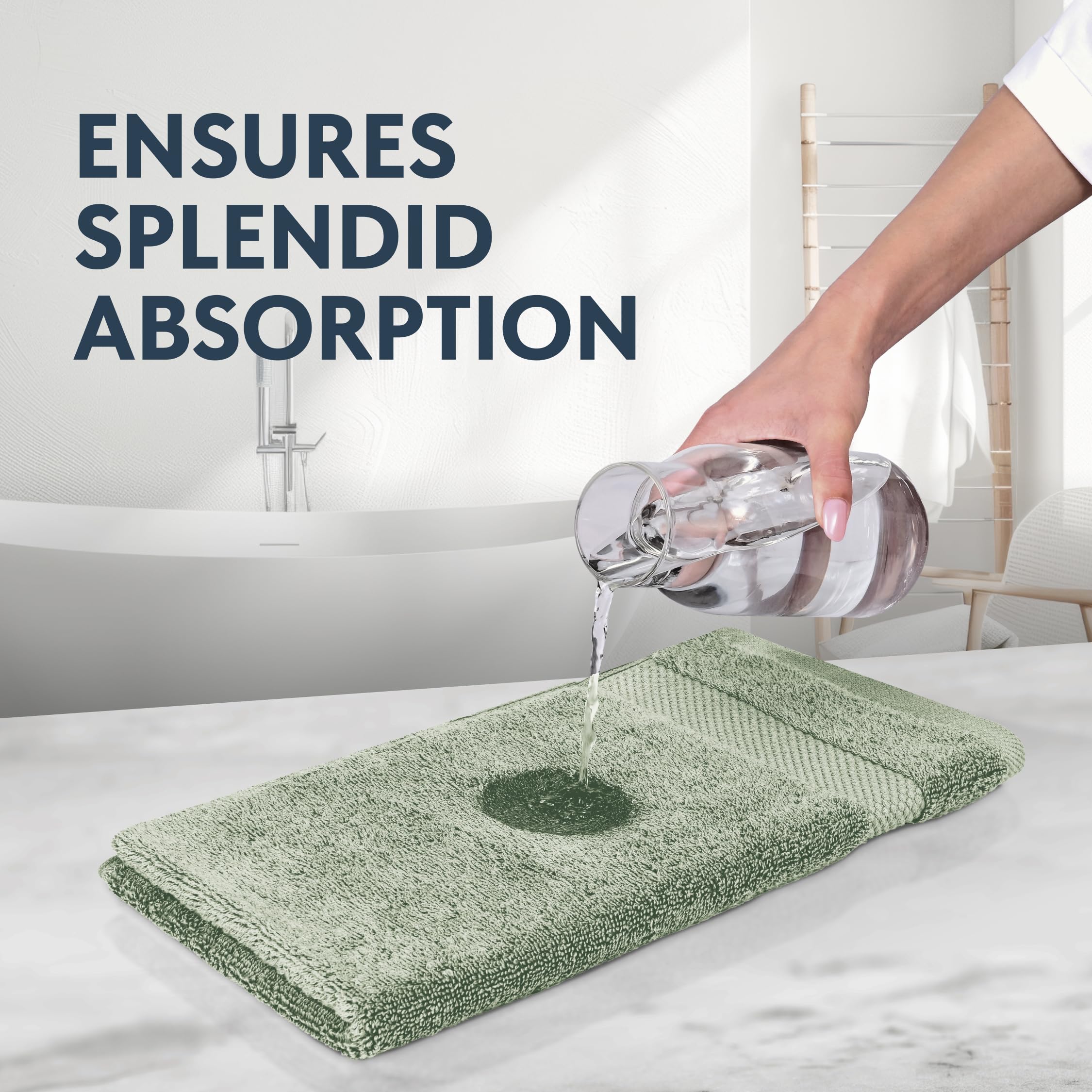 White Classic towels with reinforced double-needle stitching resist fraying.