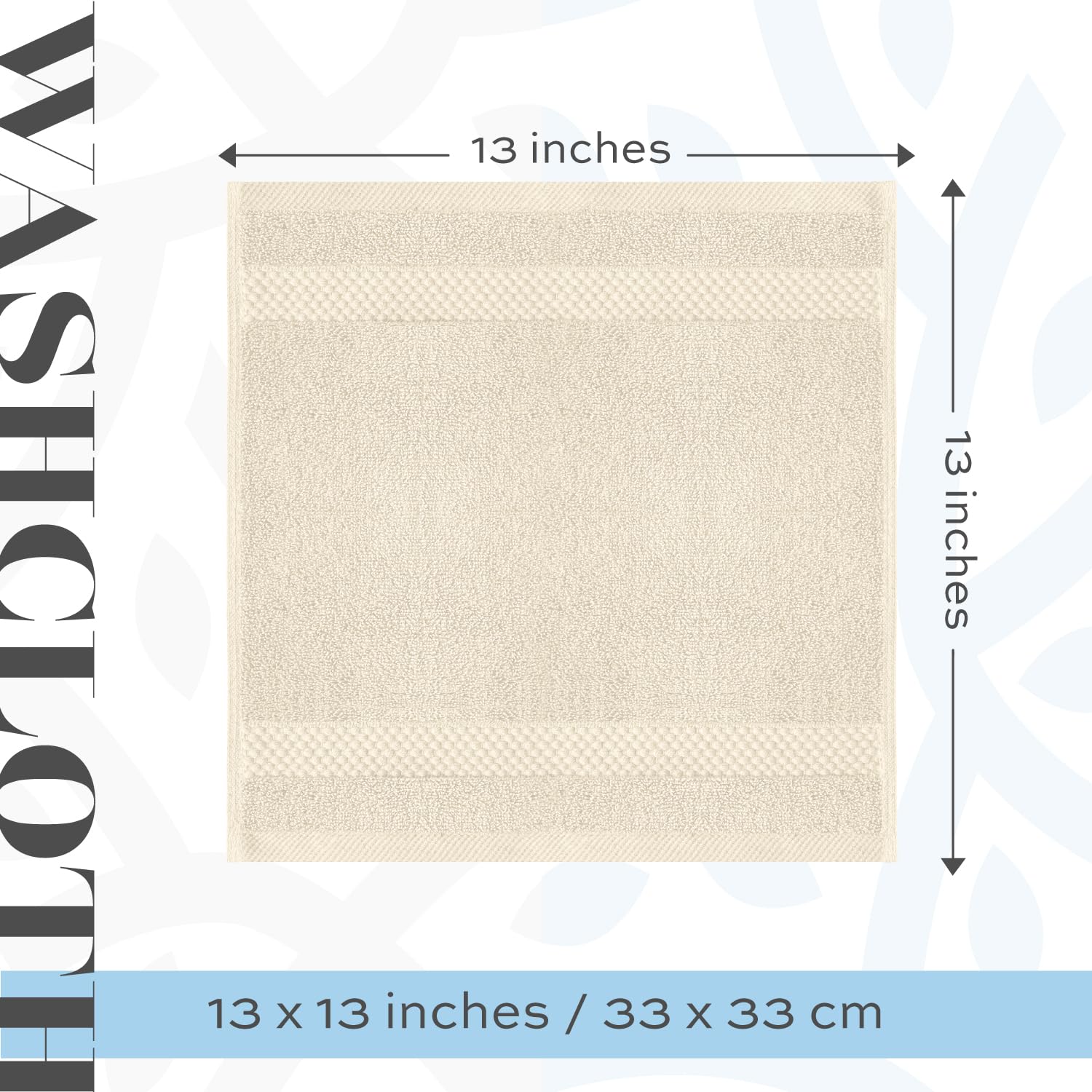 White Classic washcloth with double-stitched edges to prevent fraying.