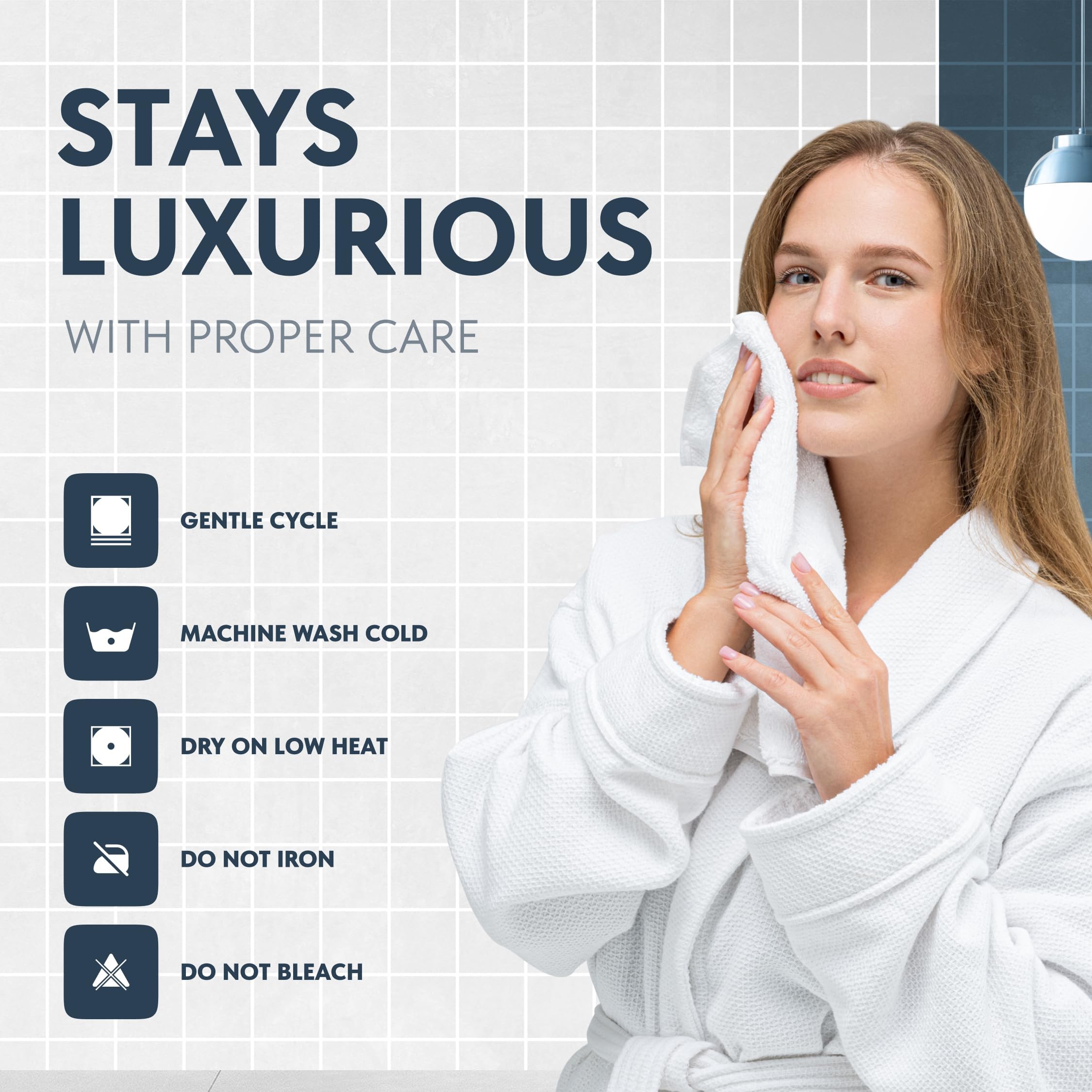 White Classic washcloth with reinforced double-stitched edges to prevent fraying