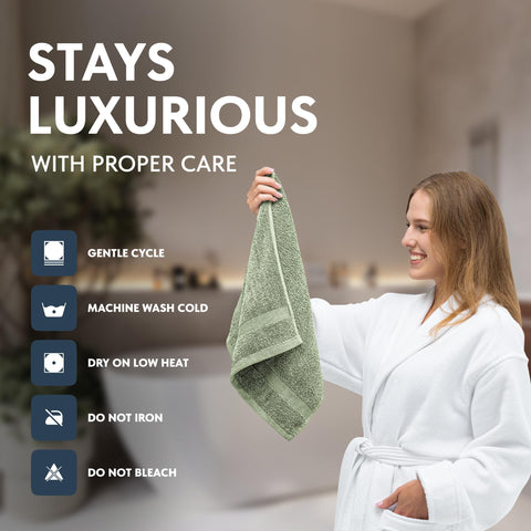 White Classic easy-care towels for quick machine washing and drying.