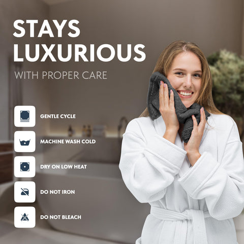 White Classic machine-washable towels that fluff up after first wash.