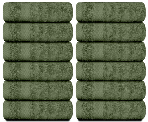 White Classic forest green washcloth closeup weave shows durable cotton texture