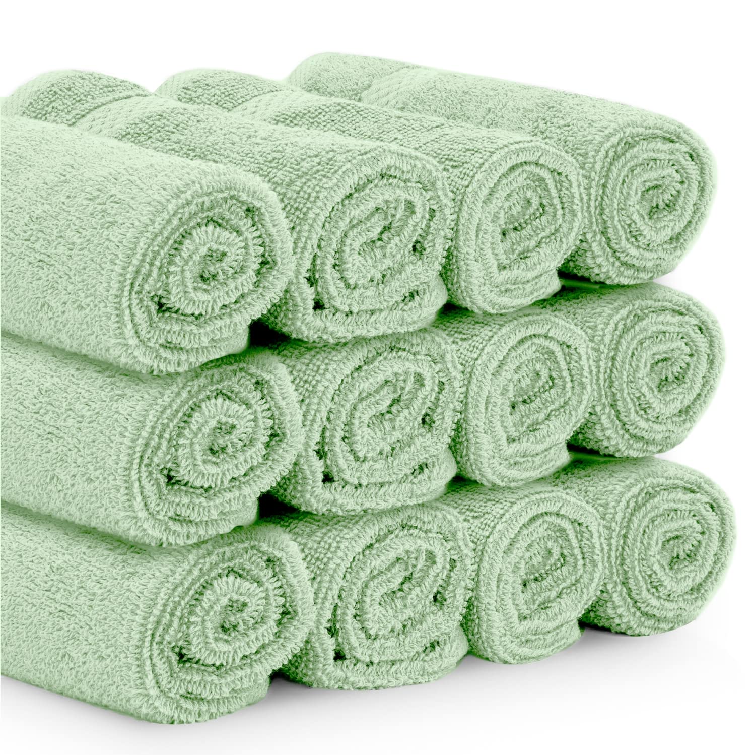 White Classic hotel collection 12-pack for guest bathrooms and spa spaces.