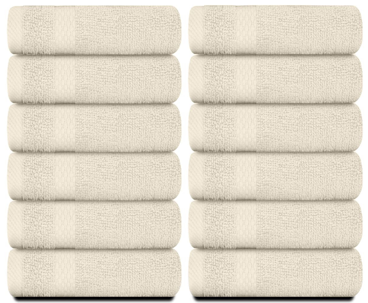 White Classic 12-pack hotel collection washcloths for spa-like bathroom refresh.