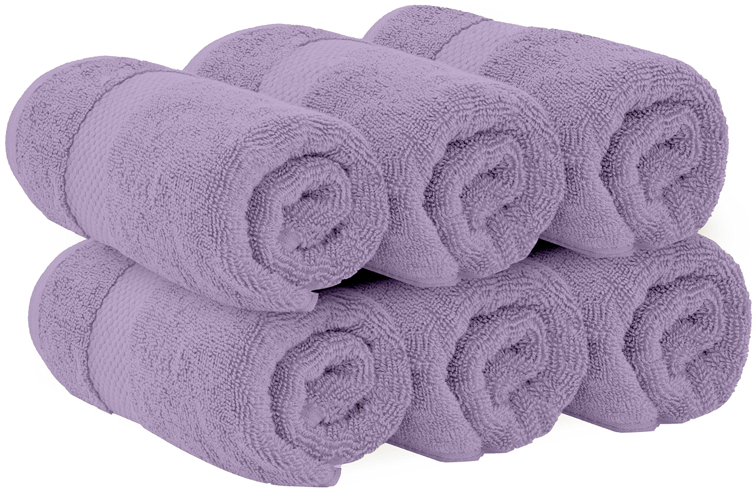 White Classic hotel collection 6-piece towels in a pristine bathroom scene.