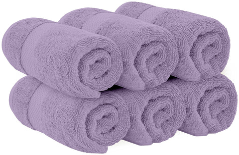 White Classic hotel collection 6-piece towels in a pristine bathroom scene.