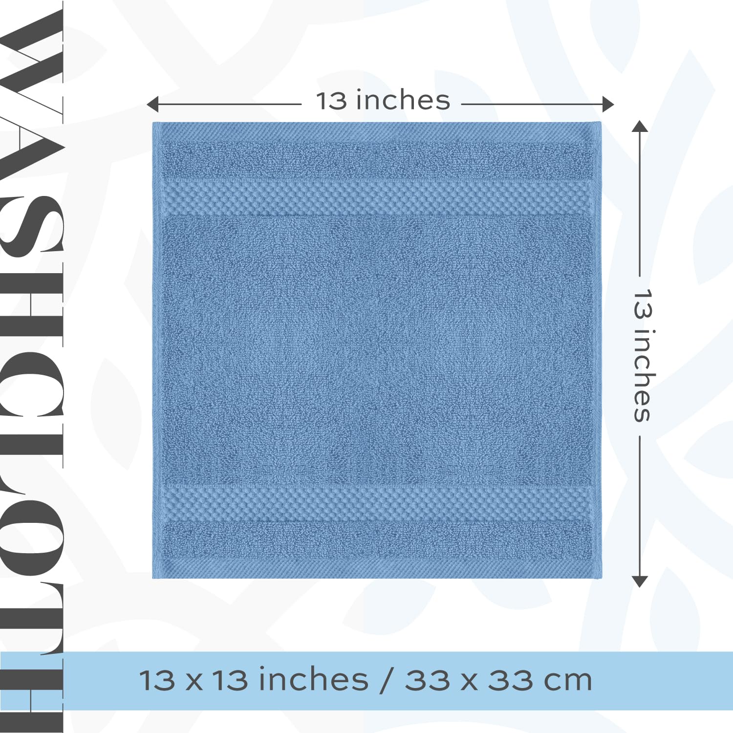 White Classic light-blue washcloth evokes spa-style bathroom decor.