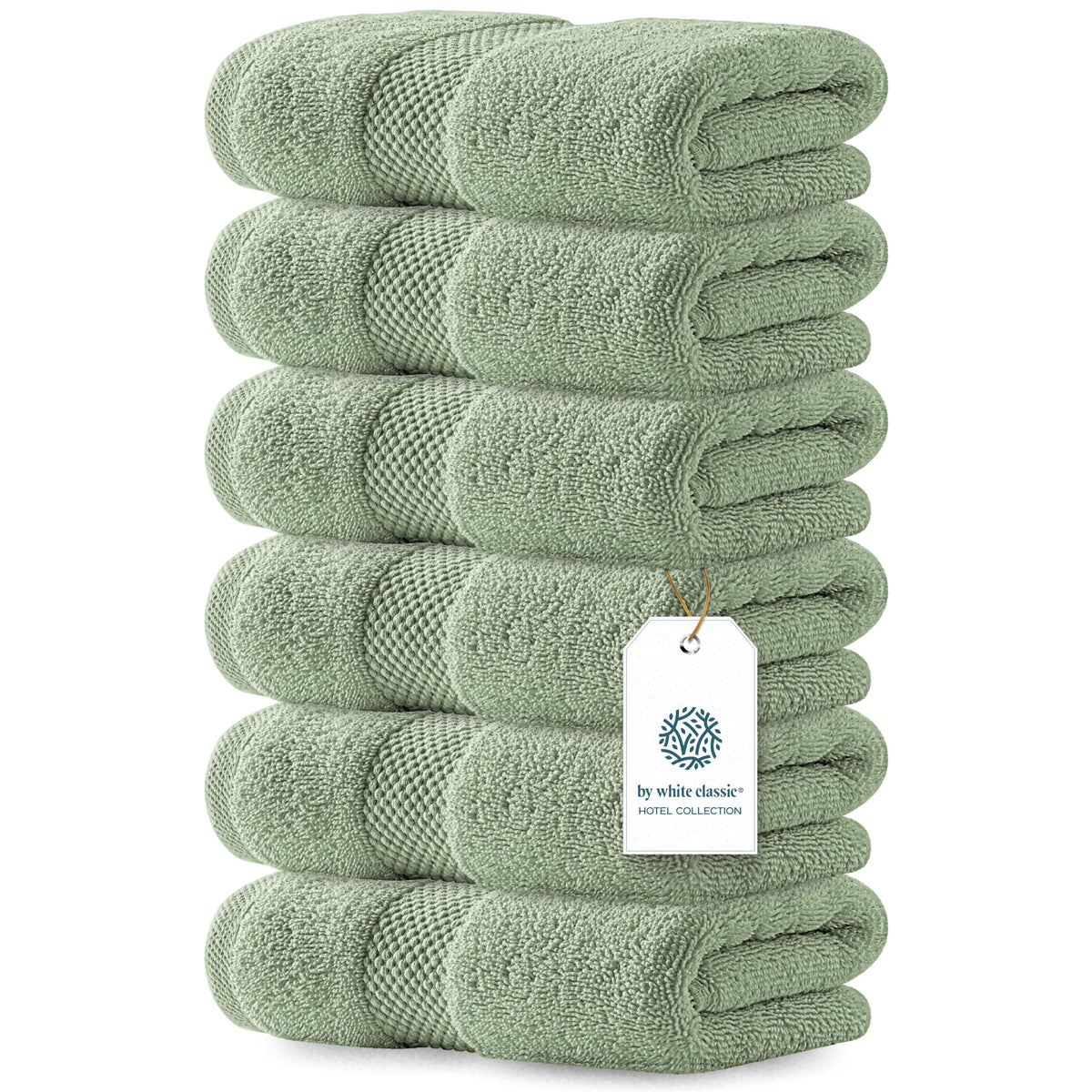 White Classic light green towels 16x30 showing hotel-style softness and quick-dry performance.