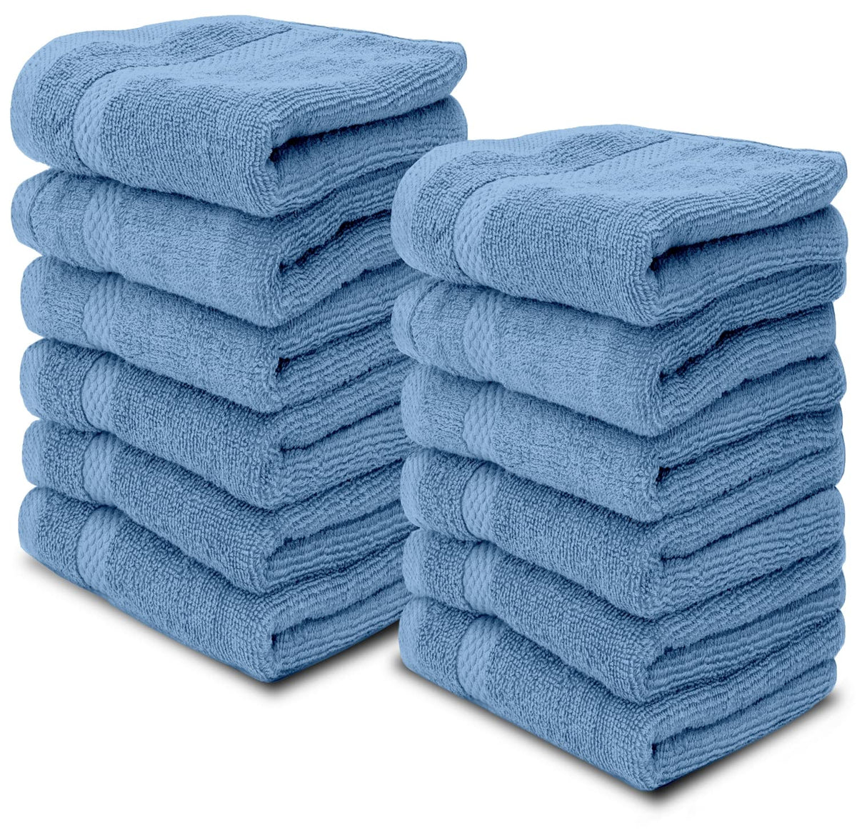 White Classic luxury cotton washcloths, 13x13 pack, plush and absorbent for daily use.