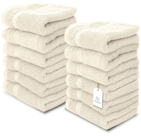 White Classic luxury cotton washcloth 13x13 inches, soft and quick-drying for everyday use.