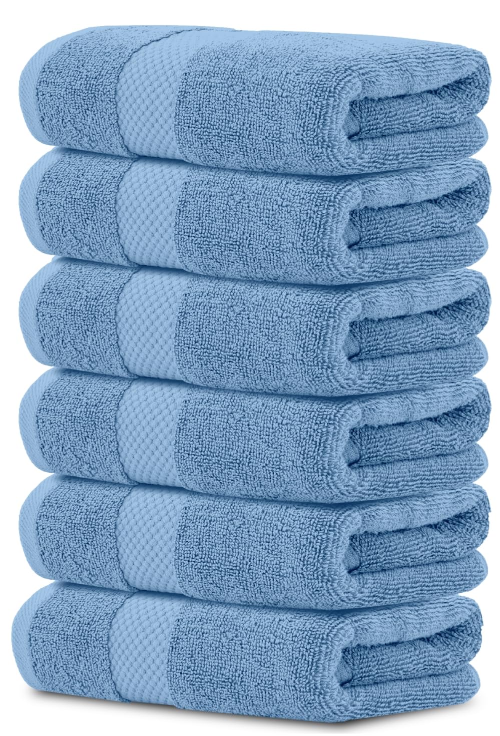White Classic luxury light blue hand towels 16x30 set for hotel-quality softness.
