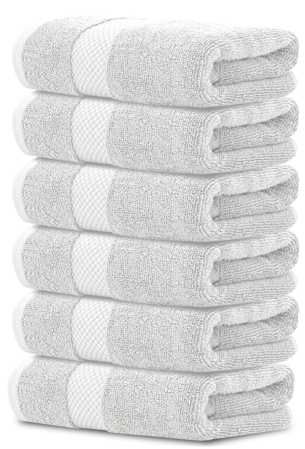 White Classic luxury silver hand towel close-up showing plush Turkish cotton fibers for daily use.