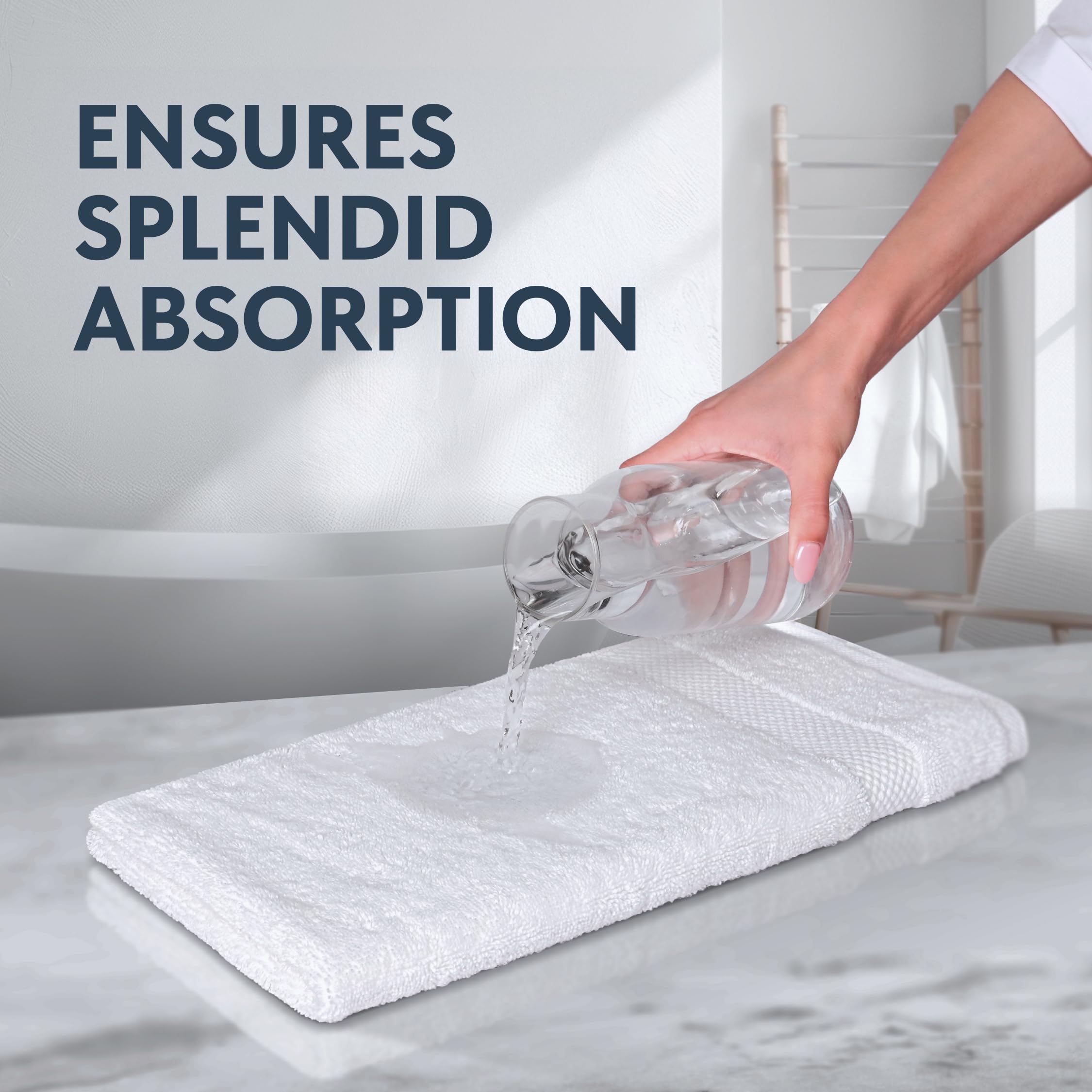 White Classic Luxury White Hand Towels demonstrating high absorbency and quick-dry performance.