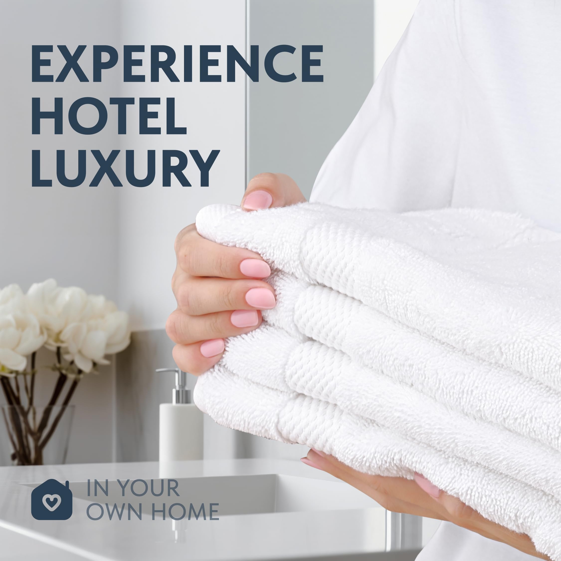 White Classic Luxury White Hand Towels 6-piece set packaging.