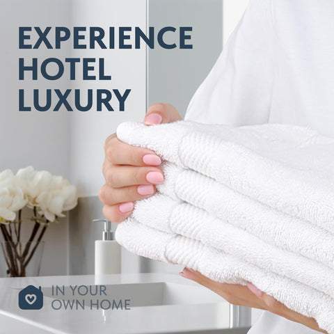White Classic Luxury White Hand Towels 6-piece set packaging.