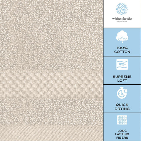 White Classic ivory washcloths suitable for spa, poolside, and salon settings.