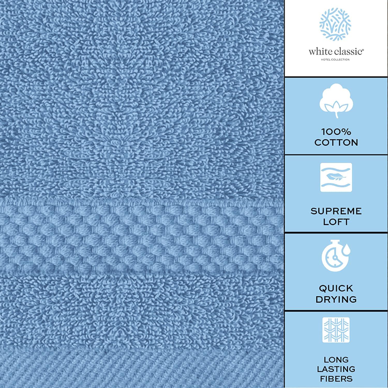 White Classic quick-dry absorbent washcloth ideal for busy mornings.