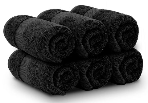 White Classic six-piece set; hotel collection hand towels ideal for spa and dorm.