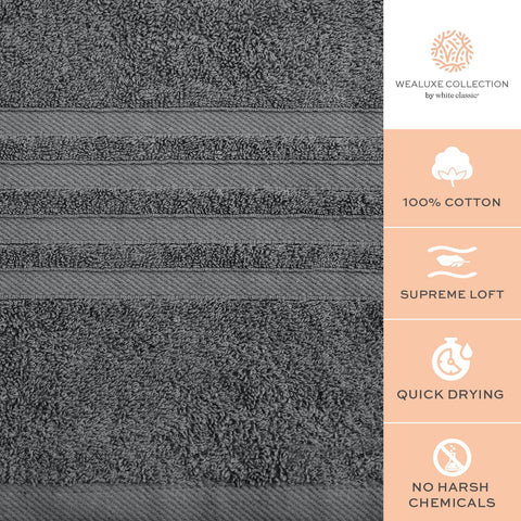 White Classic Wealuxe grey bath towel draped for spa-like relaxation after shower