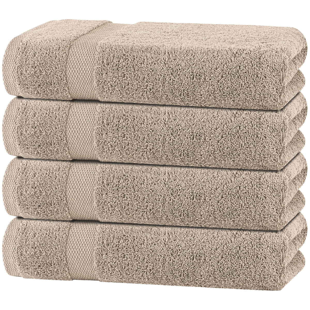 White Classic Wealuxe taupe towel folded for spa-style bathroom decor and plush softness.