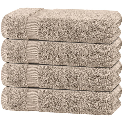 White Classic Wealuxe taupe towel folded for spa-style bathroom decor and plush softness.