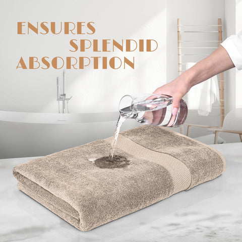 White Classic Wealuxe taupe towel in gym or hotel setting demonstrates versatile performance.