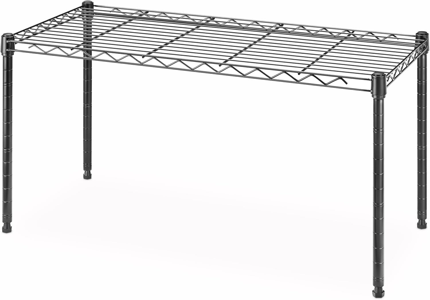 Whitmor 1-tier shelving unit in black during assembly for sturdy storage.