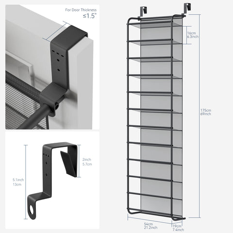 Whitmor 12-tier hanging rack demonstrates accessible, vertical shoe storage