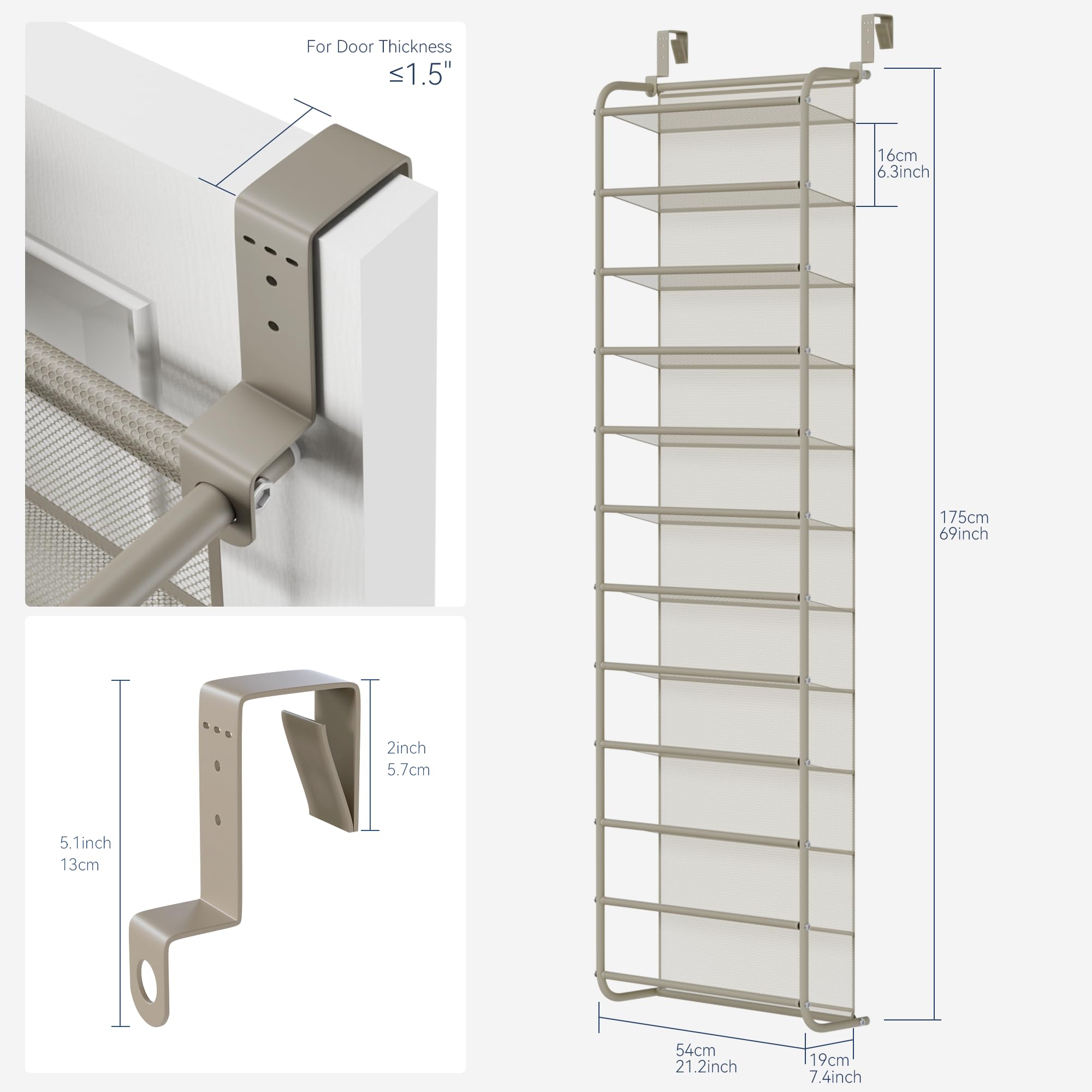 Whitmor hanging shoe rack closeup demonstrates sturdy construction for long-term storage.