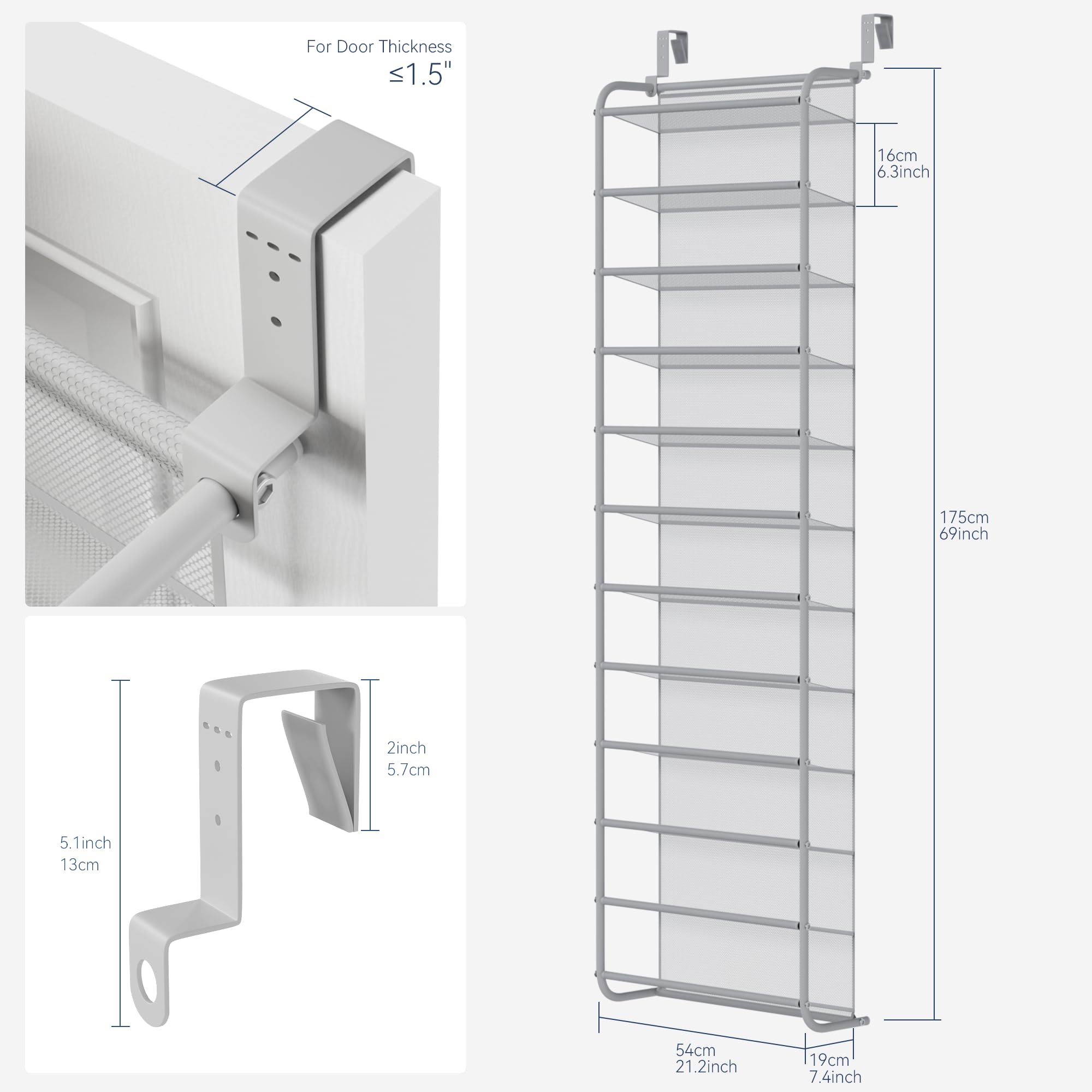 Whitmor 12-tier hanging rack neatly displays sneakers and sandals