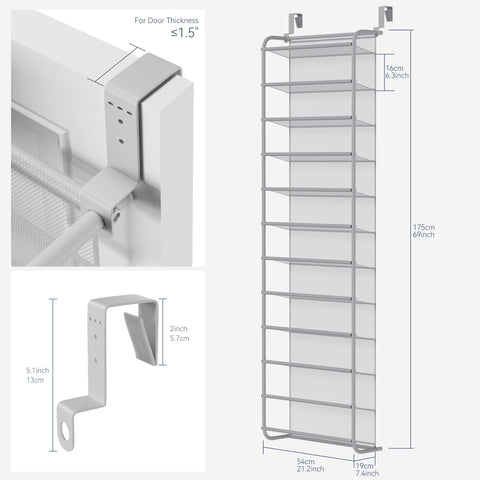 Whitmor 12-tier hanging rack neatly displays sneakers and sandals