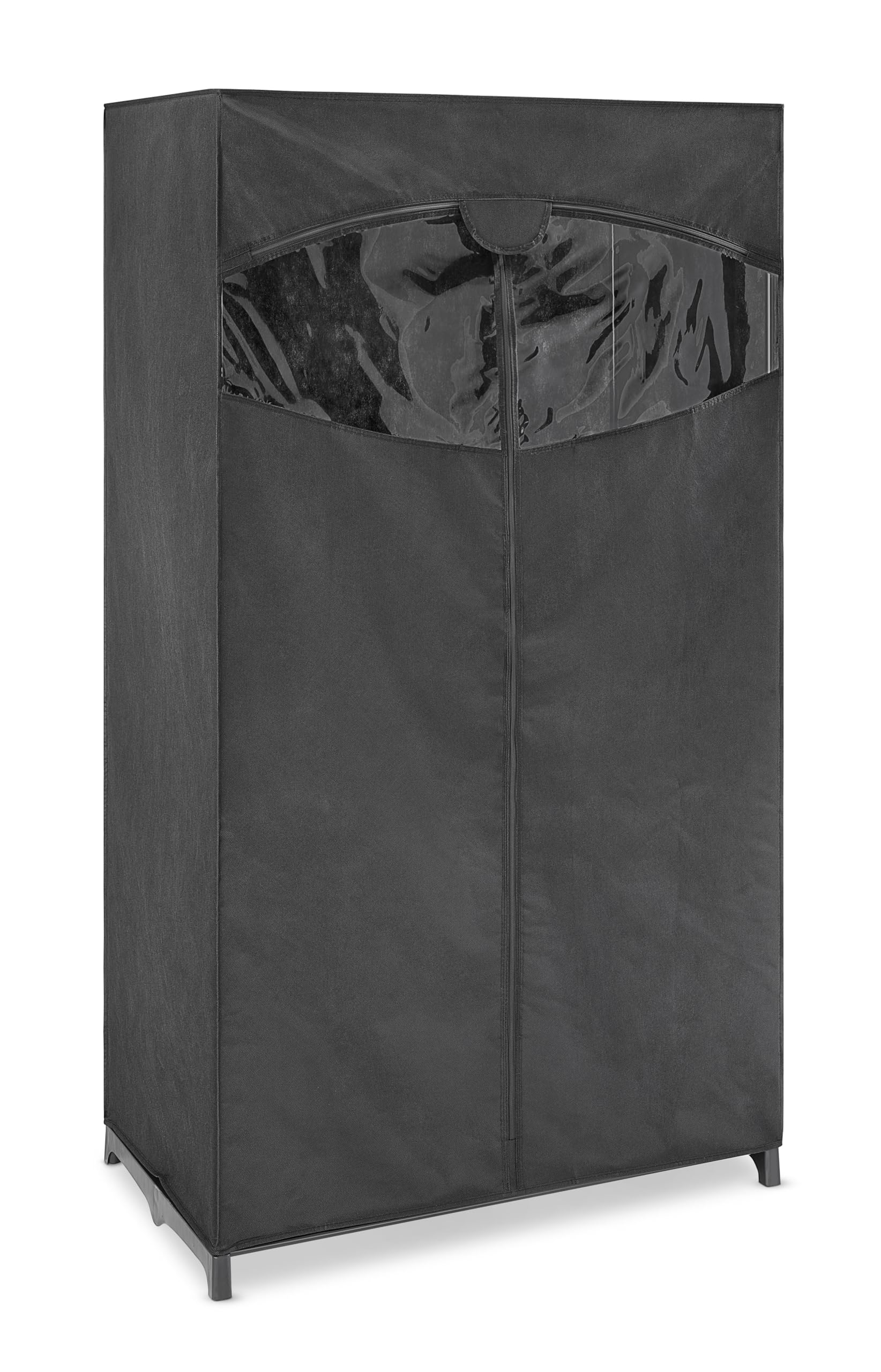 Whitmor 36-inch closet with double doors and fabric cover protects clothes from dust.