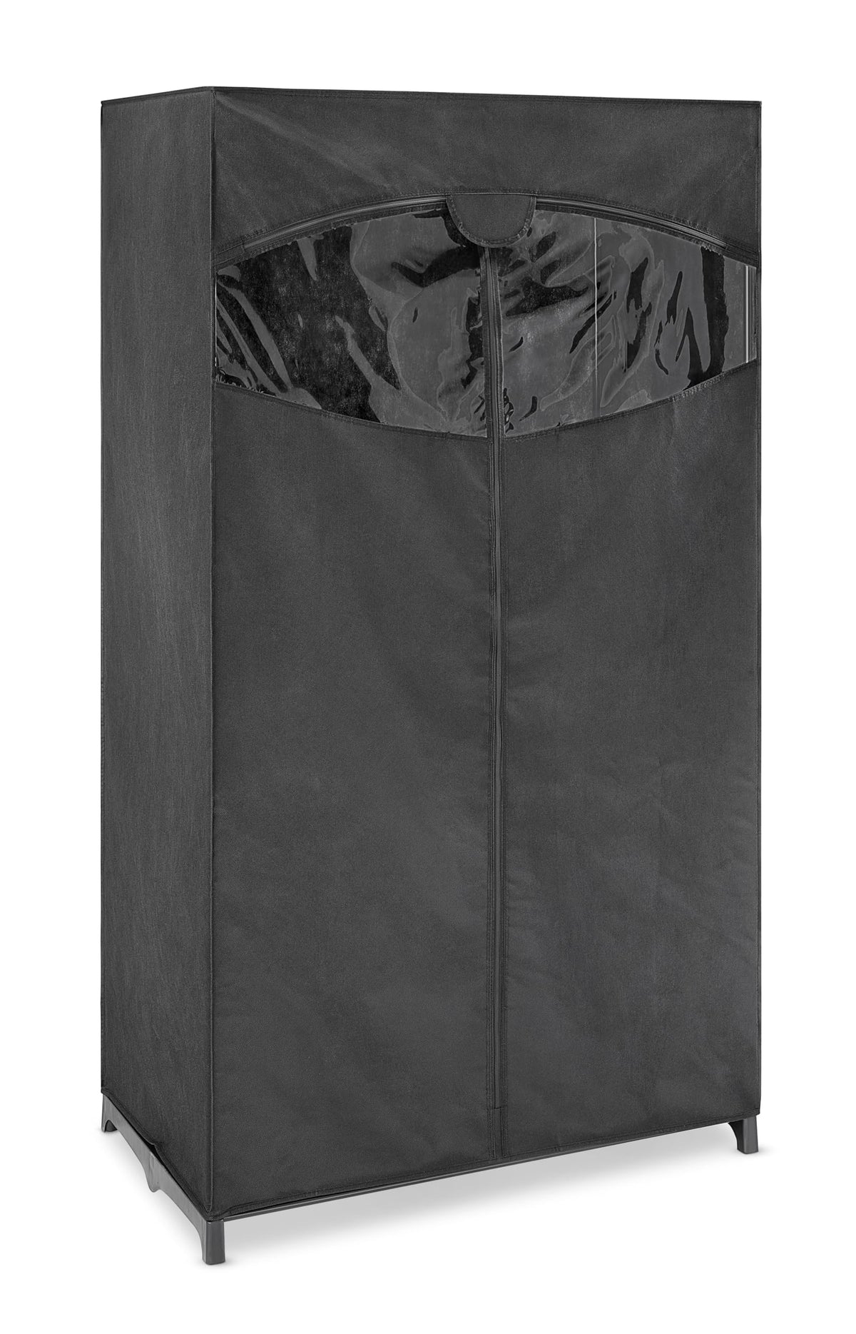 Whitmor 36-inch closet with double doors and fabric cover protects clothes from dust.