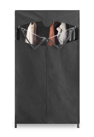Whitmor portable closet shows metal hanging bar for organized garments.