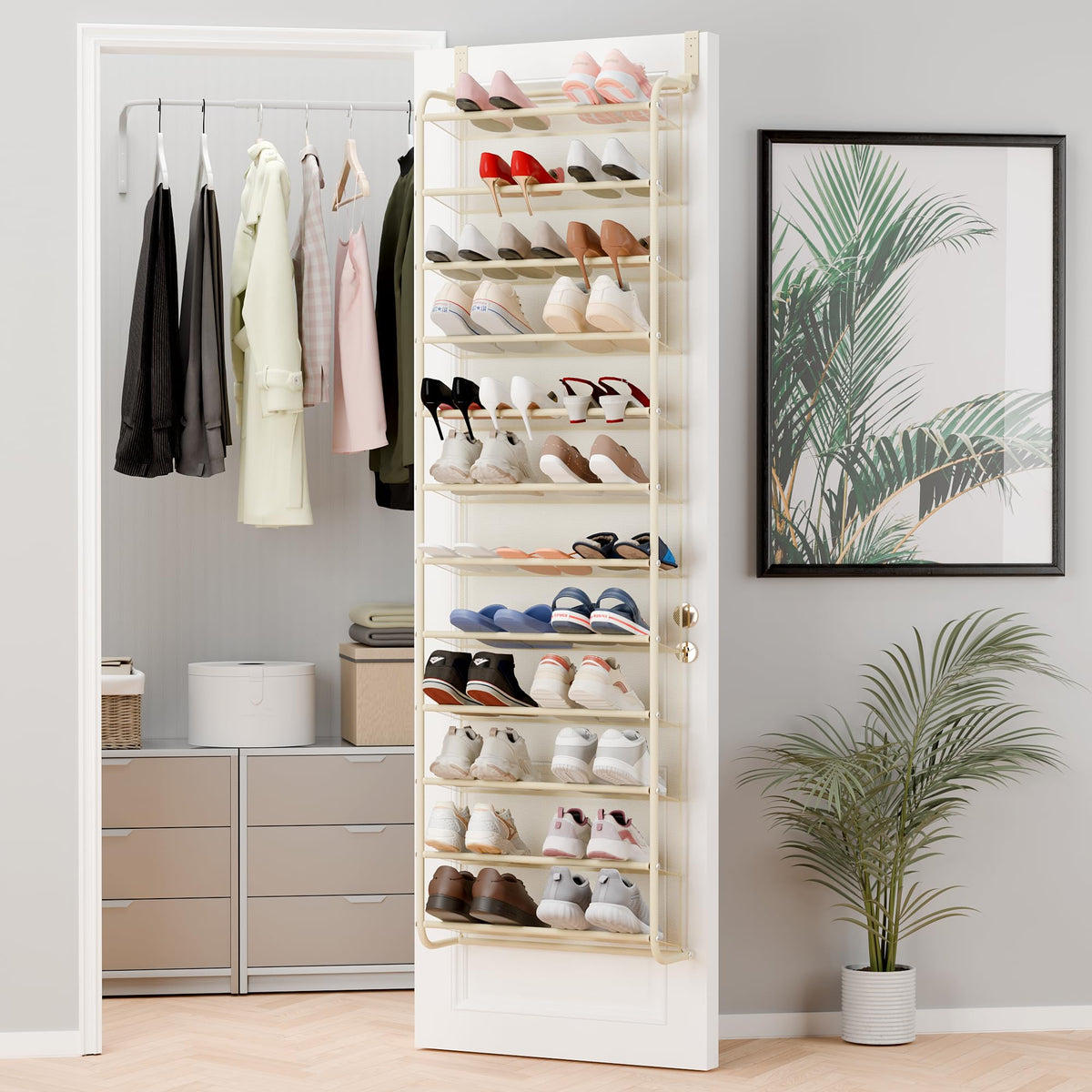 Whitmor 36-pair over-the-door organizer maximizing closet space
