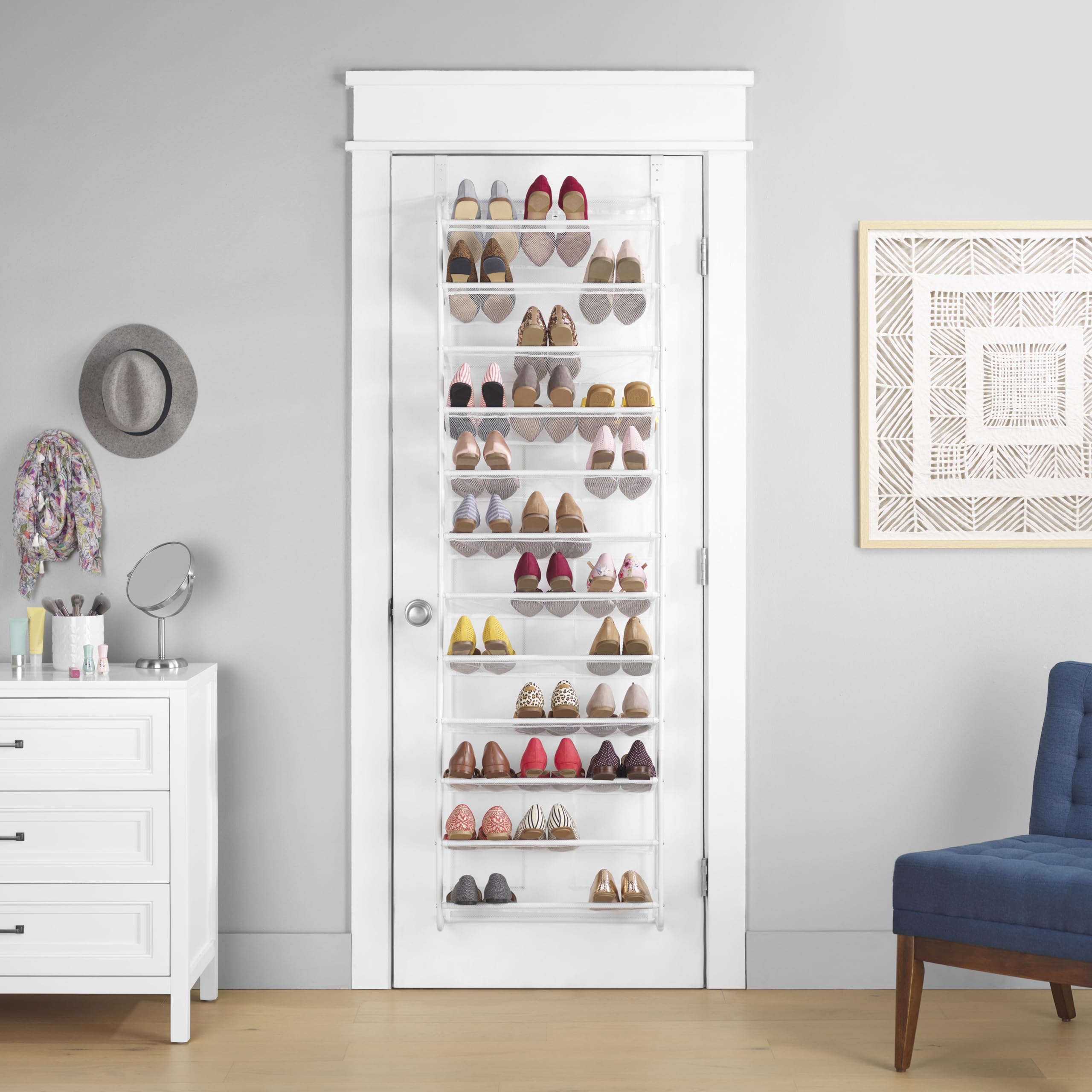 Whitmor anti-sag durable frame maintains shape for long-term hanging storage.