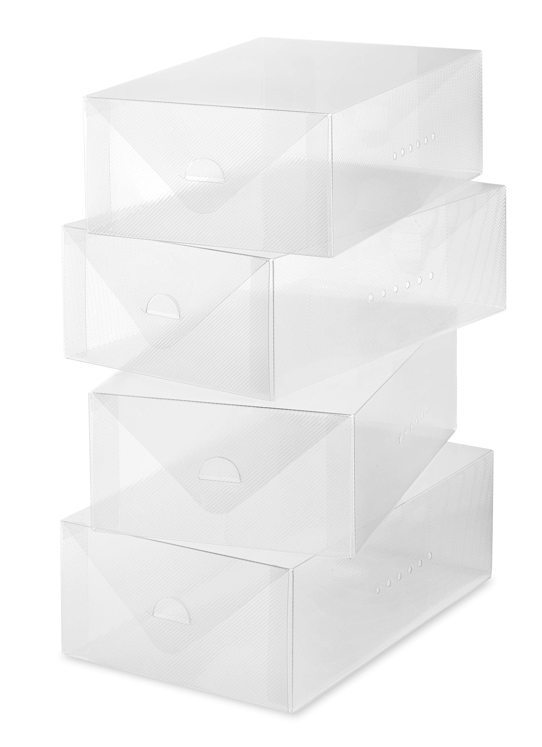 Whitmor Clear Vue women's shoe box set of 4, assembled for organized closets.