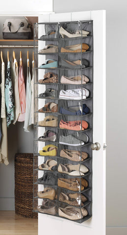 Whitmor over-the-door design saves floor space while keeping shoes organized.