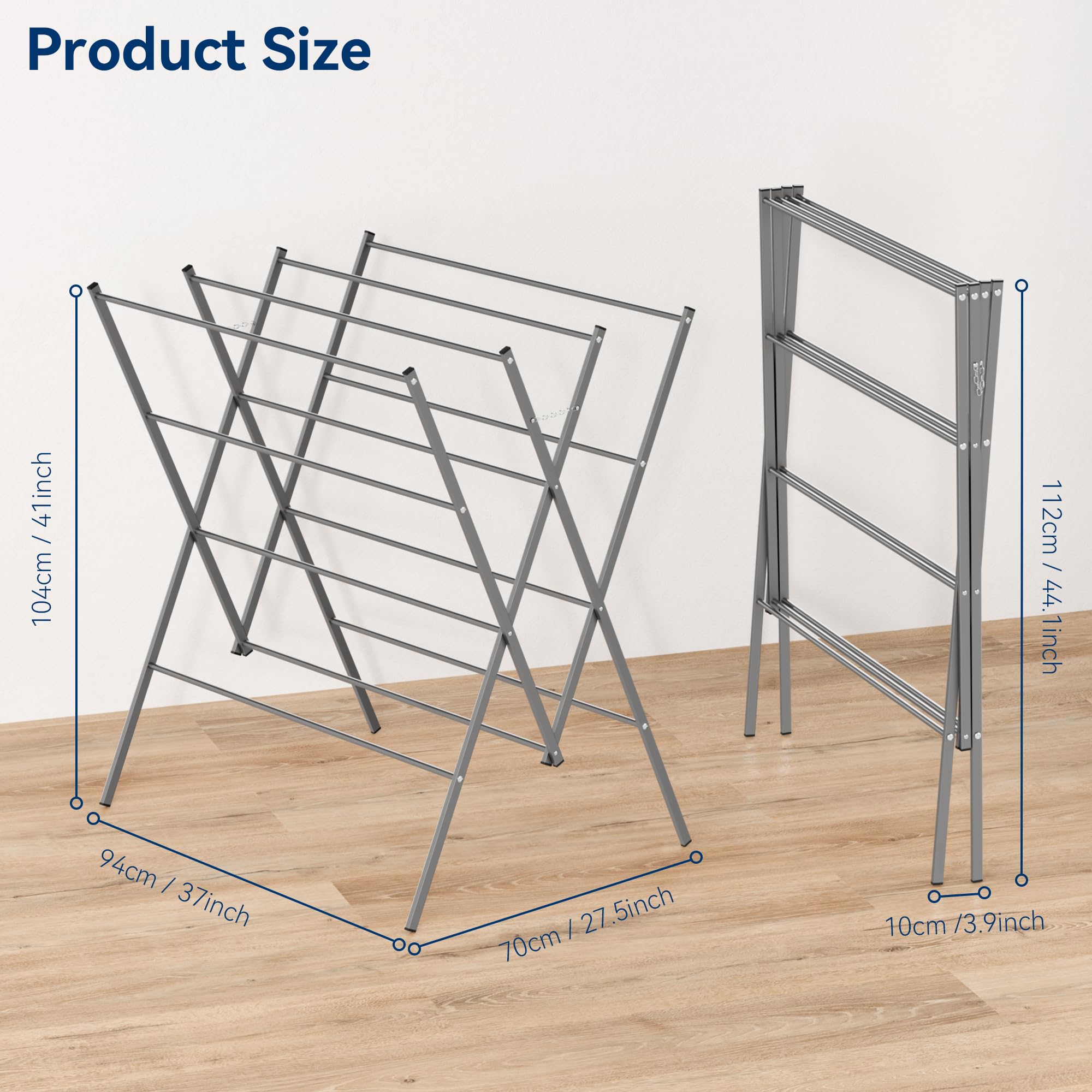 Whitmor heavy-duty steel drying rack provides sturdy support up to 50 lbs.