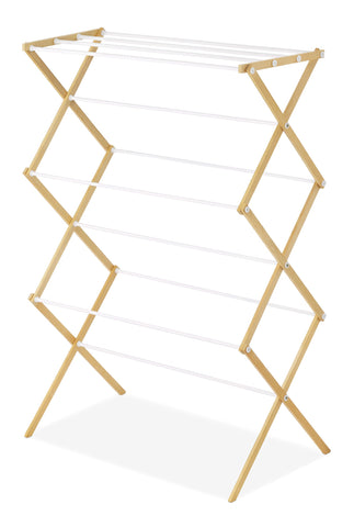 Whitmor wood drying rack suitable for indoor or outdoor laundry use