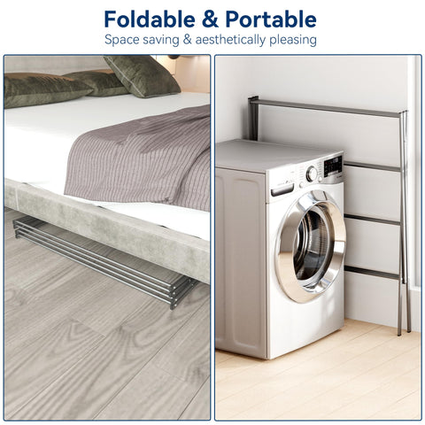 Whitmor clothes rack fits in apartments, dorms, or laundry rooms.