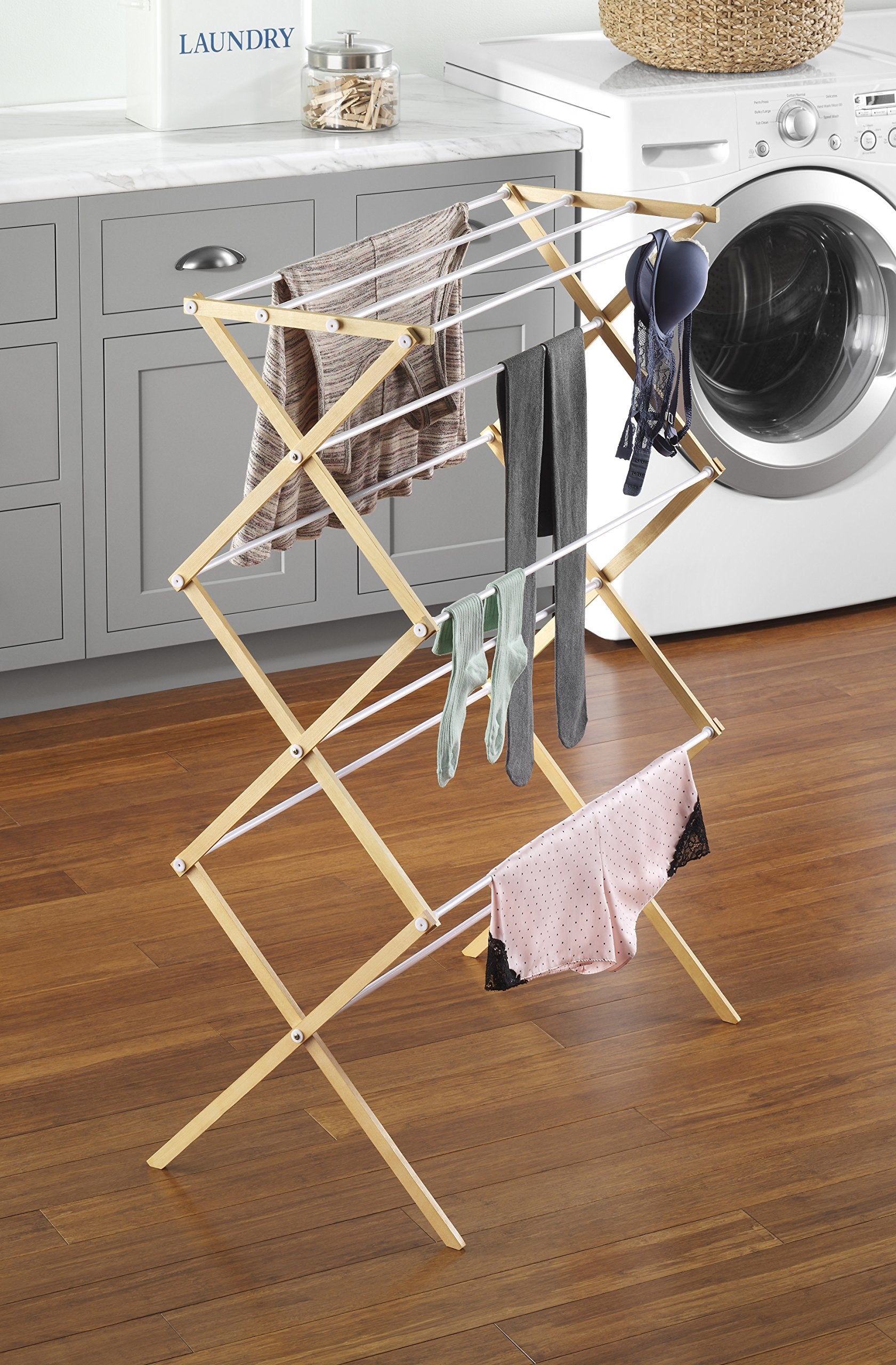 Whitmor wood rack top shelf for hanging or flat air drying