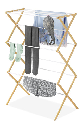 Whitmor foldable drying rack in accordion design for compact storage