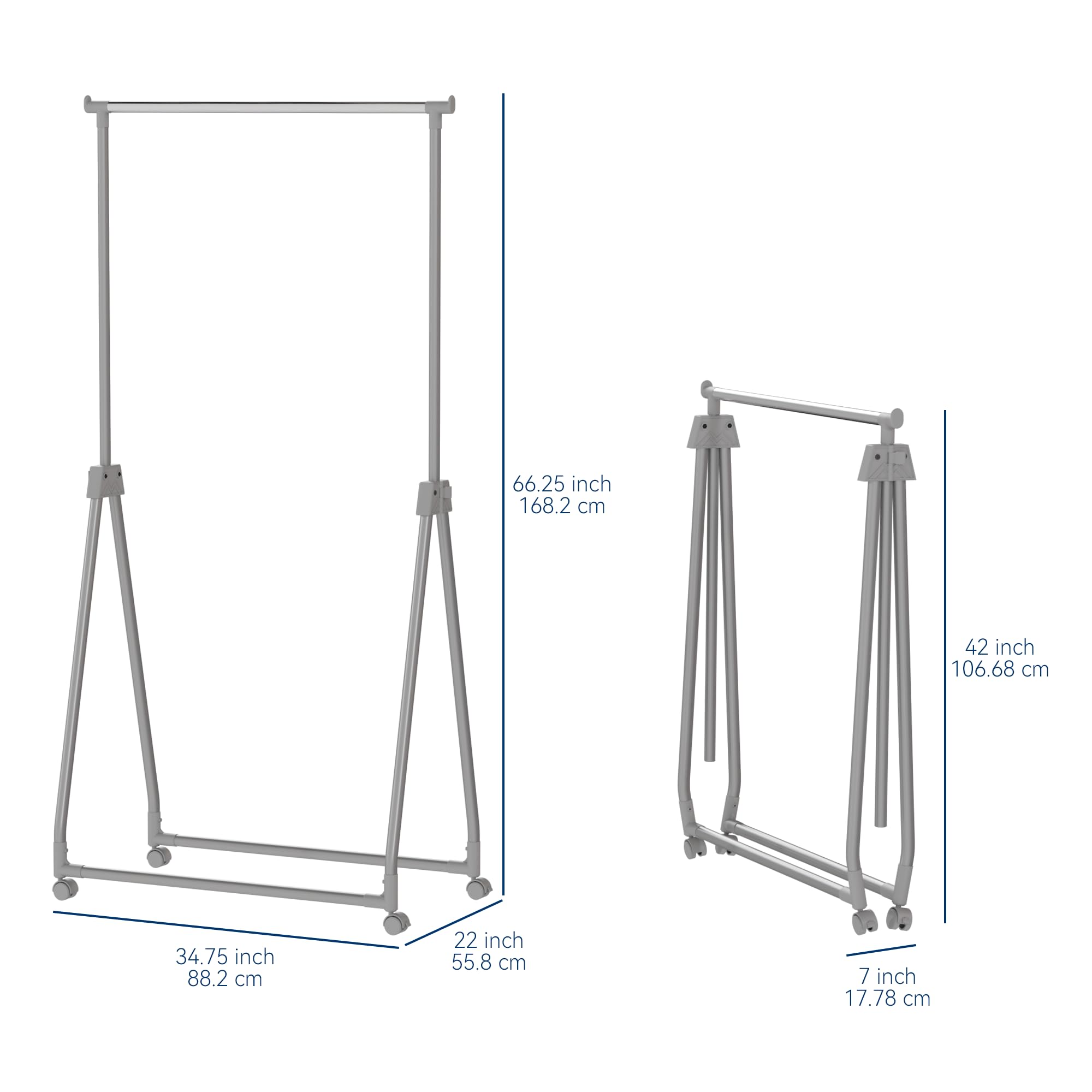 Whitmor easy-tool-free assembly garment rack for quick setup.